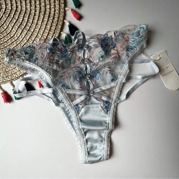 For Love And Lemons Sorbert Rose Cheeky Panty Blue XS NEW - Picture 6 of 8